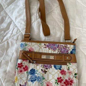 Vinyl, floral, crossbody bag